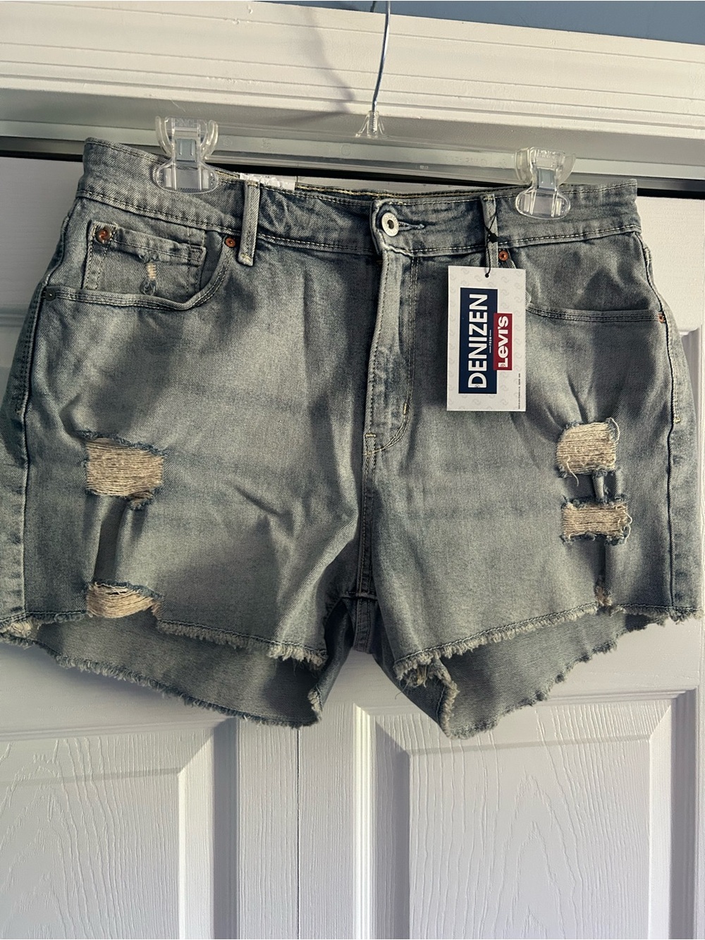 Denizen from Levi's Distressed Denim Frayed Denim Shorts